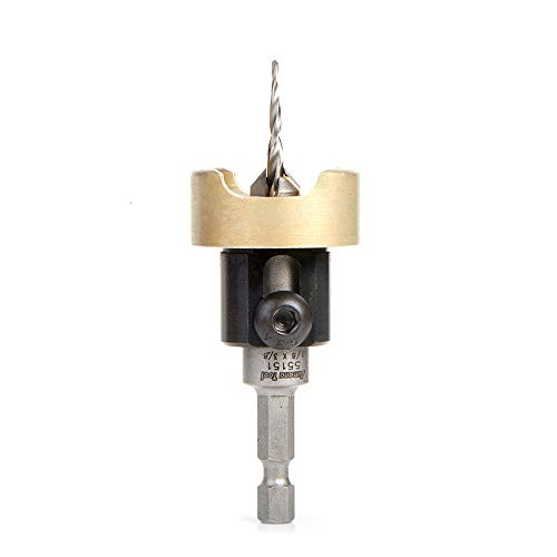 Amana Tool 55151 Hartmetallbestückter 82-Grad-Kegelsenker mit konischem Bohrer und verstellbarem Tiefenanschlag mit No-Thrust BB 3/8 D x 1/8 Bohrer D x 1/4 Zoll Schnellverschluss Sechskant SHK Amana Tool 55151 Hartmetallbestückter 82-Grad-Kegelsenker mit konischem Bohrer und verstellbarem Tiefenanschlag mit No-Thrust BB 3/8 D x 1/8 Bohrer D x 1/4 Zoll Schnellverschluss Sechskant SHK von Amana Tool
