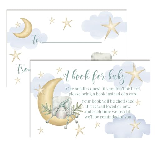 Amanda Creation Buchanfragekarten, geschlechtsneutral, "Over The Moon", bringen Sie eine Bucheinlage für Babyparty, 20 doppelseitige Geschenkanhänger, 6,3 x 10,2 cm, hergestellt in den USA von Amanda Creation
