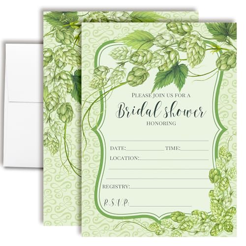AmandaCreation Einladungskarten für Brautpartys, 12,7 x 17,8 cm, mit Umschlägen, Botanisches Design, Hochzeitseinladungen, 20 Stück von Amanda Creation