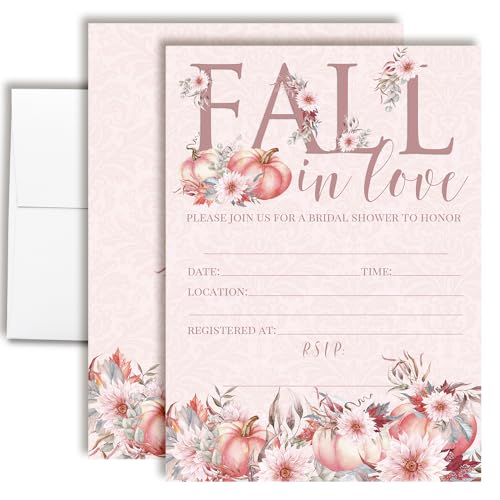 AmandaCreation Einladungskarten für Brautpartys, 12,7 x 17,8 cm, mit Umschlägen, Herbst-Kürbis-Blumenmuster, Hochzeitseinladungen, 20 Stück von Amanda Creation