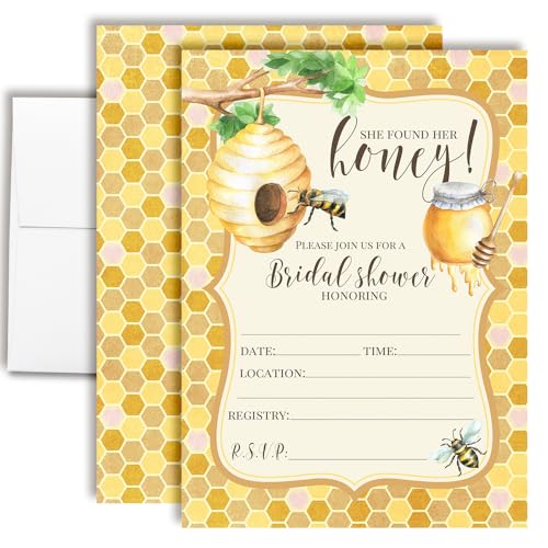 AmandaCreation Einladungskarten für die Brautparty, 12,7 x 17,8 cm, rustikales Bienen-Motiv, 20 Einladungen zum Ausfüllen von Hochzeiten AmandaCreation Einladungskarten für die Brautparty, 12,7 x 17,8 cm, rustikales Bienen-Motiv, 20 Einladungen zum Ausfüllen von Hochzeiten von Amanda Creation