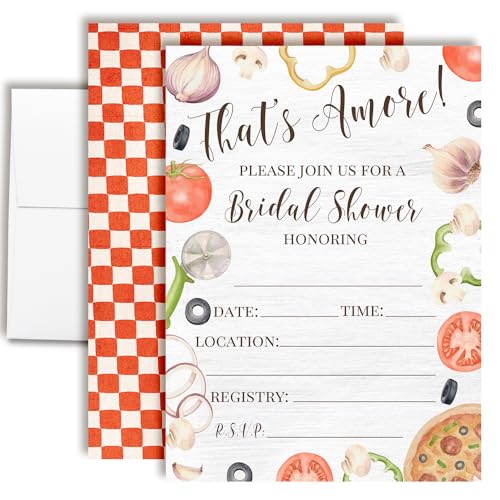 AmandaCreation Einladungskarten für die Brautparty, 20 Stück, 12,7 x 17,8 cm, italienische Themenkarten, mit Umschlägen, Pizza-Party, Hochzeitsdusche AmandaCreation Einladungskarten für die Brautparty, 20 Stück, 12,7 x 17,8 cm, italienische Themenkarten, mit Umschlägen, Pizza-Party, Hochzeitsdusche von Amanda Creation