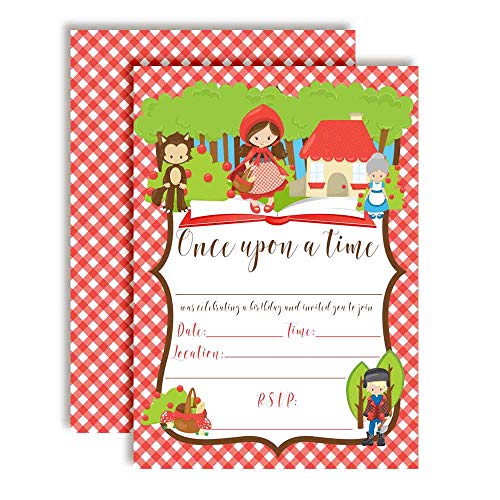 AmandaCreation Geburtstagsparty-Einladungen mit Rotkäppchen-Motiv für Kinder, 20 Karten zum Ausfüllen, 12,7 x 17,8 cm, mit zwanzig weißen Umschlägen AmandaCreation Geburtstagsparty-Einladungen mit Rotkäppchen-Motiv für Kinder, 20 Karten zum Ausfüllen, 12,7 x 17,8 cm, mit zwanzig weißen Umschlägen von Amanda Creation