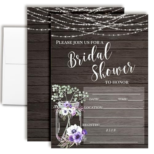 AmandaCreation Rustikale Einladungskarten für Brautpartys, 20 Stück, 12,7 x 17,8 cm, mit Umschlägen, Landblumen-Hochzeitseinladungen mit Lichterketten AmandaCreation Rustikale Einladungskarten für Brautpartys, 20 Stück, 12,7 x 17,8 cm, mit Umschlägen, Landblumen-Hochzeitseinladungen mit Lichterketten von Amanda Creation