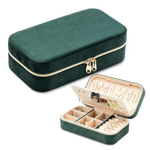 Amandir Reise-Schmuckschatulle aus Plüschsamt, stapelbar, Schmuckkästchen mit Spiegel, 3-stöckig, Schmuck-Organizer, kleine Schmuckschatulle für Damen, Reise-Schmucketui, 18 cm × 10 cm × 5,5 cm, Amandir Reise-Schmuckschatulle aus Plüschsamt, stapelbar, Schmuckkästchen mit Spiegel, 3-stöckig, Schmuck-Organizer, kleine Schmuckschatulle für Damen, Reise-Schmucketui, 18 cm × 10 cm × 5,5 cm, von Amandir
