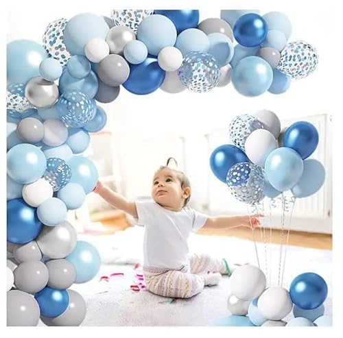Blaue Luftballons Girlanden Set,129 Stück Pastellblaue Konfetti Metallic Luftballons Geburtstag für Hochzeit Brautparty Dekorationen von Amandir