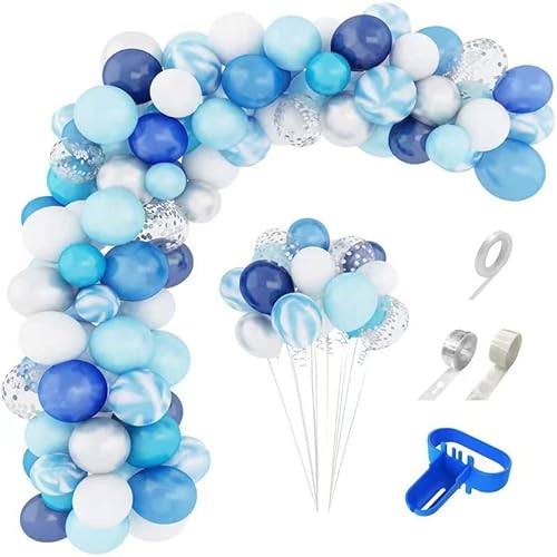 Blauer Luftballons Girlande, 134 Stück Marineblaue Konfetti Latex Metallic Luftballons Girlande für Geburtstag, Hochzeit Party-Dekorationen von Amandir