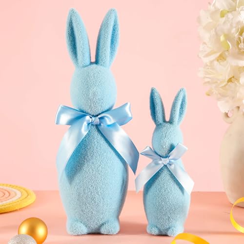 Amanman Osterhasen-Dekoration, 2 Stück, Ostergeschenke für Jungen, 30,5 cm und 20,3 cm, blauer Hase für Oster-Tischdekorationen (blau) von Amanman
