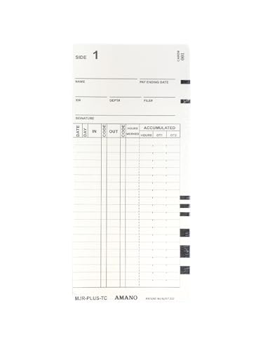 Time Cards for Amano MJR-Plus and MJR-PLUSEZ Series 100 Cards (No.1-100) von Amano
