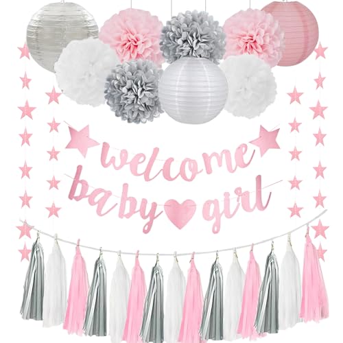 Babyparty-Dekorationen für Mädchen, Banner und Papier-Pompons, Laterne, Papierblume Babyparty-Dekorationen für Mädchen, Banner und Papier-Pompons, Laterne, Papierblume von Amaoball