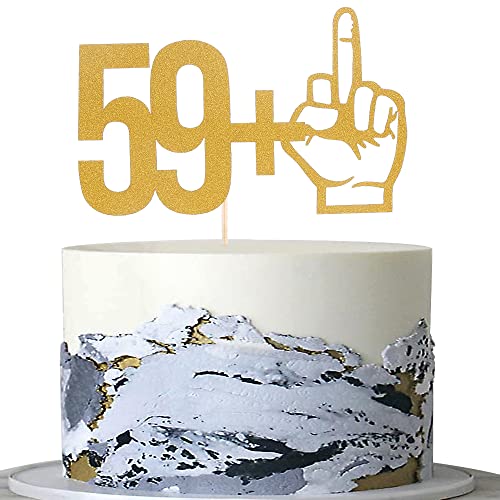 59+1 Mittelfinger Tortenaufsatz – Sechzig Jahre alt Geburtstag Party Dekoration Supplies einseitig Gold Glitter 60. Geburtstag Kuchen Topper 60 Hochzeitstag Geburtstag Party Dekorationen… 59+1 Mittelfinger Tortenaufsatz – Sechzig Jahre alt Geburtstag Party Dekoration Supplies einseitig Gold Glitter 60. Geburtstag Kuchen Topper 60 Hochzeitstag Geburtstag Party Dekorationen… von AmarYYa