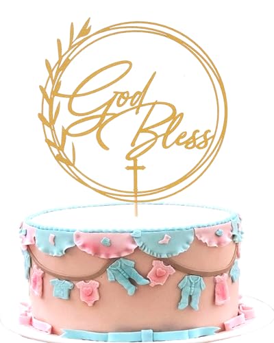 Goldener Glitzer God Bless Cake Topper - Erstkommunion Kuchen Dekoration Kranz Taufe Kuchen Topper Religiöse Party Kuchen Dekoration von AmarYYa