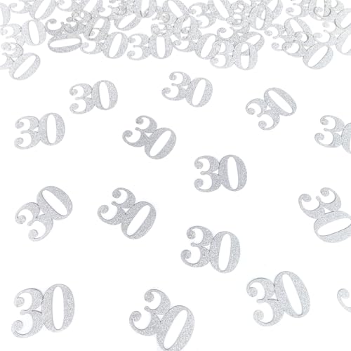 Konfetti-Dekorationen zum 30. Geburtstag, Zahl 30, silberfarben, glitzernd, Tischkonfetti für 30. Geburtstag, 30. Jahrestag, Hochzeit, Partyzubehör Konfetti-Dekorationen zum 30. Geburtstag, Zahl 30, silberfarben, glitzernd, Tischkonfetti für 30. Geburtstag, 30. Jahrestag, Hochzeit, Partyzubehör von AmarYYa