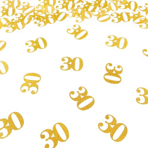 Konfetti-Dekorationen zum 30. Geburtstag – Zahl 30 Gold Glitzer Tischkonfetti für 30. Geburtstag, 30. Jahrestag, Hochzeit, Partyzubehör von AmarYYa