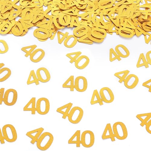 Konfetti-Dekorationen zum 40. Geburtstag, goldfarben, glitzernd, Zahl 40, Partydekorationen, Hochzeitstag, Party-Tischdekorationen Konfetti-Dekorationen zum 40. Geburtstag, goldfarben, glitzernd, Zahl 40, Partydekorationen, Hochzeitstag, Party-Tischdekorationen von AmarYYa
