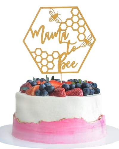 Tortenaufsatz mit Aufschrift "Mama to Bee", goldfarbenes Bienen-Thema, Babyparty, Partyzubehör, Schwangerschaftsankündigung Tortenaufsatz mit Aufschrift "Mama to Bee", goldfarbenes Bienen-Thema, Babyparty, Partyzubehör, Schwangerschaftsankündigung von AmarYYa