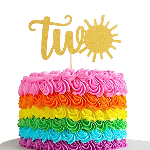 Sun Two Birthday Cake Topper - Einseitig Gold Glitter Sunshine 2nd Birthday Cake Smash Topper, 2 Anniversary Party Dekoration, Foto Requisiten, 2 Anniversary Smash Cakes Topper Sun Two Birthday Cake Topper - Einseitig Gold Glitter Sunshine 2nd Birthday Cake Smash Topper, 2 Anniversary Party Dekoration, Foto Requisiten, 2 Anniversary Smash Cakes Topper von AmarYYa