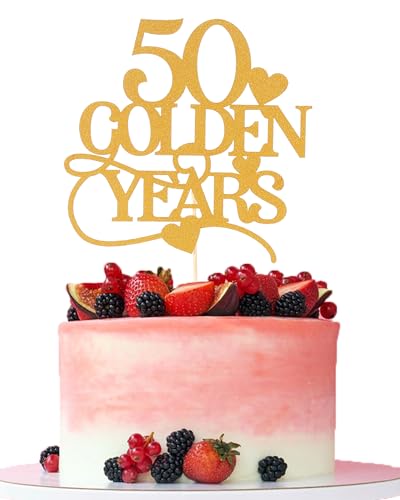 Tortenaufsatz 50 Goldene Jahre – Gold Glitzer 50. Jahrestag Party Supplies, 50. Hochzeitstag, 50. Geburtstag Kuchen Dekorationen von AmarYYa