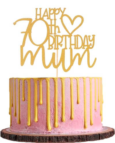Tortenaufsatz "Happy 70th Birthday Mum" – Muttergeburtstagsparty-Dekorationen, goldfarbener Glitzer, Kuchendekoration zum 70. Geburtstag Tortenaufsatz "Happy 70th Birthday Mum" – Muttergeburtstagsparty-Dekorationen, goldfarbener Glitzer, Kuchendekoration zum 70. Geburtstag von AmarYYa