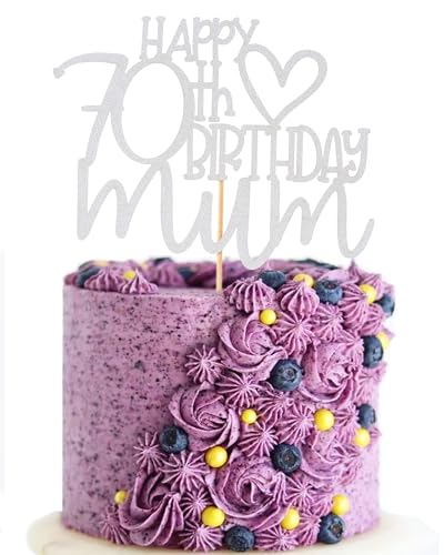 Tortenaufsatz "Happy 70th Birthday Mum" – Muttergeburtstagsparty-Dekoration, silberfarbener Glitzer, Kuchendekoration zum 70. Geburtstag Tortenaufsatz "Happy 70th Birthday Mum" – Muttergeburtstagsparty-Dekoration, silberfarbener Glitzer, Kuchendekoration zum 70. Geburtstag von AmarYYa
