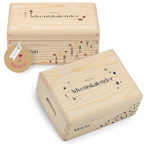 Amari ® Adventskiste - Adventskalender 2024 aus Holz - Weihnachtskalender für Kinder & Erwachsene von Amari