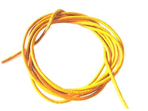 rundes Lederband gelb ca 1,4 mm / 1 Meter Ziegenleder von Amaryllis