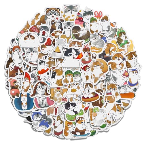 Amaxiu 100 Stück Niedliches Kawaii Katzen Aufkleber, Lustige Cat Sticker, Vinyl Wasserdicht, Kawaii Aufkleber für Scrapbooking, Wasserflasche, Laptop, Telefon, Gepäck, Skateboard (A) von Amaxiu