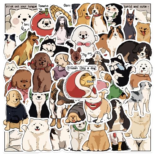 Amaxiu 50 Stück Niedliche Hunde Aufkleber, lustige Tier Ästhetik Cartoon Aufkleber wasserfest Vinyl selbstklebend dekorative Aufkleber Partygeschenke für Laptop Scrapbooking Planer Tagebücher von Amaxiu