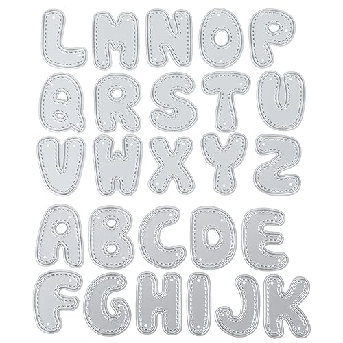 Amaxiu Alphabet Stanzformen,26 Buchstabe Stirbt Metall Stanzschablone Buchstaben Karbonstahl Prägeschablonen für Scrapbook Karten Album DIY Handwerk Halloween Weihnachten(Uppercase Letter) von Amaxiu