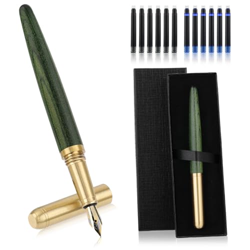 Amaxiu Füllfederhalter aus Holz,Vintage Feiner Feder Holzstift mit 6 blaue 6 schwarze Tintenbeutel 2,6 mm Tintenpatronen und Geschenkbox für Journaling Kalligrafie Geschäftsbürobedarf Amaxiu Füllfederhalter aus Holz,Vintage Feiner Feder Holzstift mit 6 blaue 6 schwarze Tintenbeutel 2,6 mm Tintenpatronen und Geschenkbox für Journaling Kalligrafie Geschäftsbürobedarf von Amaxiu
