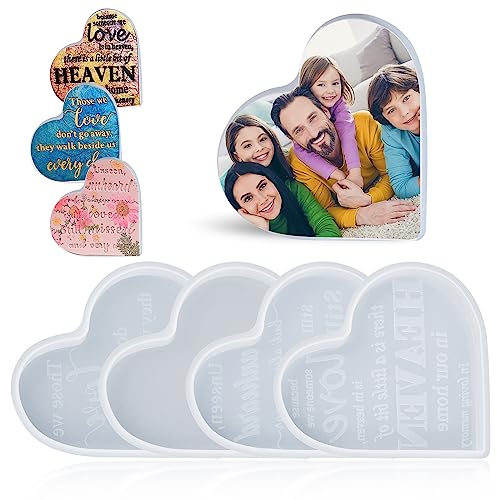 Amaxiu Herzzeichen Harzformen, 4 Stück Silikonformen für Epoxidharz Gedenkliebe Gussformen Zuhause Tischdekoration DIY Basteln Valentinstag Weihnachtsgeschenk Zubehör，4.6inch von Amaxiu