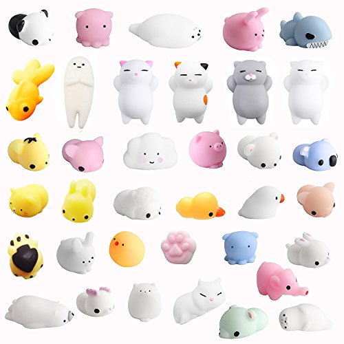 Amaza 36 Stück Squishy Kawaii Kleine Tiere Anti-Stress-Spielzeug (Mehrfarbig) von Amaza