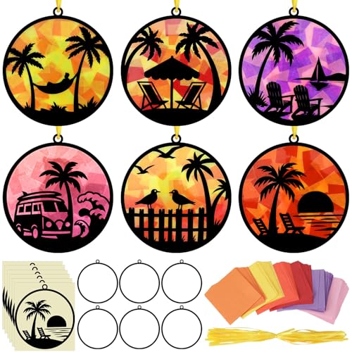 AmazingSpark 30 Stück Sommer Strand Sonnenfänger Papier Bastelset Hawaii Kokosnussbaum Strand DIY Buntglas-Effekt Seidenpapier Kits Geschenk Bulk für Sommer Klassenzimmer Aktivitäten Kunst Party Dekor AmazingSpark 30 Stück Sommer Strand Sonnenfänger Papier Bastelset Hawaii Kokosnussbaum Strand DIY Buntglas-Effekt Seidenpapier Kits Geschenk Bulk für Sommer Klassenzimmer Aktivitäten Kunst Party Dekor von AmazingSpark