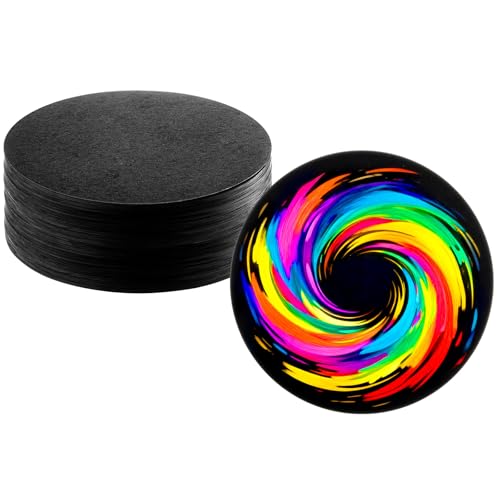 AmazingSpark 60 Stück 15 cm Durchmesser Spin Paint Nachfüllpackung, schwarz rotierende Kunst-Ergänzungskarten, rundes Zeichenpapier, geeignet für Bastelmaterialien für Erwachsene und Kinder von AmazingSpark