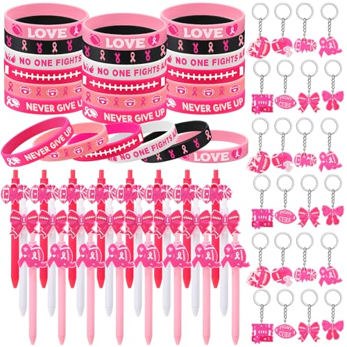 AmazingSpark 72-teiliges Set mit rosa Schleife für Brustkrebs-Bewusstseins-Stifte und Silikon-Armbänder und Schlüsselanhänger für Fußballspiele, Cheerleader, Brustkrebs-Bewusstseinsmonat AmazingSpark 72-teiliges Set mit rosa Schleife für Brustkrebs-Bewusstseins-Stifte und Silikon-Armbänder und Schlüsselanhänger für Fußballspiele, Cheerleader, Brustkrebs-Bewusstseinsmonat von AmazingSpark