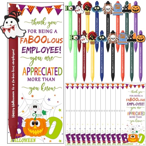 AmazingSpark Halloween-Stifte im Set mit 48 Stück, Großpackung für Halloween, Wertschätzungsgeschenke für Kollegen, inklusive inspirierenden Kugelschreibern, Dankeskarten, Grußkarte für Büro, Party von AmazingSpark