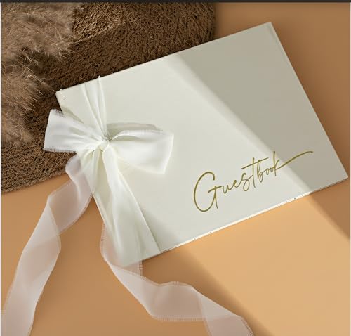 AmazingSpark Hochzeitsgästebuch mit kokettem Bogen für Ihren Hochzeitsempfang, elegantes Gästebuch mit Blanko-Seiten für Brautparty, Geburtstage, Babypartys und besondere Anlässe von AmazingSpark