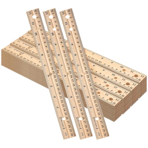 AmazingSpark Holzlineal, 30 cm, gerader Metallrand mit 4 Löchern, für Schule, Büro, Zeichnung, Klassenzimmer, 2 Skala, 144 Stück AmazingSpark Holzlineal, 30 cm, gerader Metallrand mit 4 Löchern, für Schule, Büro, Zeichnung, Klassenzimmer, 2 Skala, 144 Stück von AmazingSpark