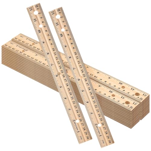 AmazingSpark Holzlineal, 30 cm, gerader Metallrand mit 4 Löchern, für Schule, Büro, Zeichnung, Klassenzimmer, 2 Skala, 60 Stück AmazingSpark Holzlineal, 30 cm, gerader Metallrand mit 4 Löchern, für Schule, Büro, Zeichnung, Klassenzimmer, 2 Skala, 60 Stück von AmazingSpark