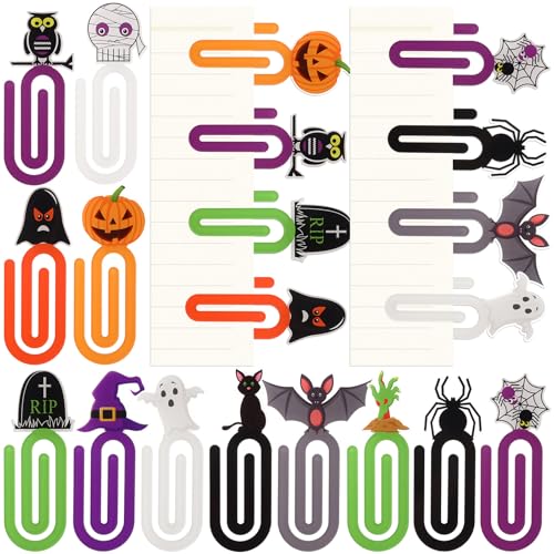 AmazingSpark Jumbo-Büroklammern, Acryl, Geisterspinne, Büroklammer-Design, Lesezeichen, Geschenk-Set für Buchliebhaber, Halloween, Klassenzimmer, Belohnungen, Büro, Schule, Geschenkideen, 12 Stile, 12 von AmazingSpark