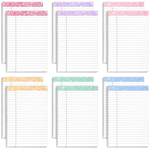 AmazingSpark Kleine Notizblöcke, 12 x 20 cm, A5, bunt, glitzernd, liniert, mit stabiler Rückseite, Mini-perforiert, schmal, liniert, 30 Blatt pro Packung von AmazingSpark