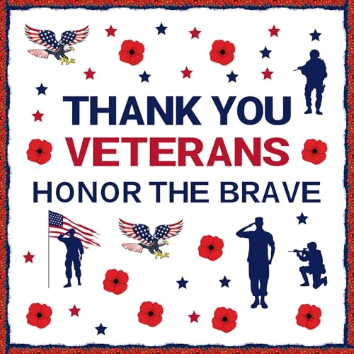 AmazingSpark Pinnwand-Dekorationsset für Veteranentag, mit Aufschrift "Thank You", Veteranen, Klassenzimmer, patriotisch, rot, weiß und blau, Papierausschnitte, US-Militär-Thema, Basteln von AmazingSpark