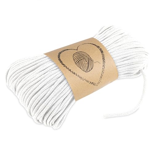 Baumwollkordel Kordel Baumwolle beige makramee garn 5mm - Baumwollgarn baumwollschnur baumwollseil kordelband mit Polyester-Kern 100M farbig Weiß Baumwolle von Amazinggirl
