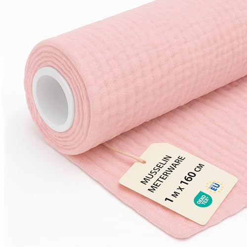 Musselin Stoff Meterware 1 M x 160 cm - Baumwollstoff Stoffe zum Nähen ideal für Bettwäsche Decke Kinder Tuch Tischläufer leichte Baumwolle Fabric Musselinstoff Oeko-Tex-Zertifikat Rosa Musselin Stoff Meterware 1 M x 160 cm - Baumwollstoff Stoffe zum Nähen ideal für Bettwäsche Decke Kinder Tuch Tischläufer leichte Baumwolle Fabric Musselinstoff Oeko-Tex-Zertifikat Rosa von Amazinggirl