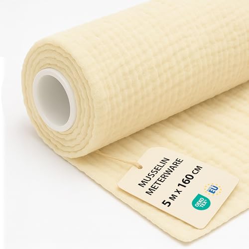 Musselin Stoff Meterware 5 M x 160 cm - Baumwollstoff Stoffe zum Nähen ideal für Bettwäsche Decke Kinder Tuch Tischläufer leichte Baumwolle Fabric Musselinstoff Oeko-Tex-Zertifikat Hellbeige Musselin Stoff Meterware 5 M x 160 cm - Baumwollstoff Stoffe zum Nähen ideal für Bettwäsche Decke Kinder Tuch Tischläufer leichte Baumwolle Fabric Musselinstoff Oeko-Tex-Zertifikat Hellbeige von Amazinggirl