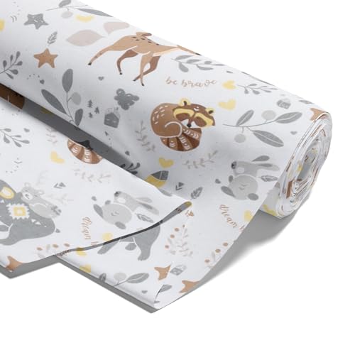 Stoff Meterware Baumwollstoff 2 M x 160 cm - Stoffe zum Nähen aus reine Baumwolle Fabric Futterstoff Dekostoff für Patchwork Canvas und Sewing Nähstoff Hirsch von Amazinggirl