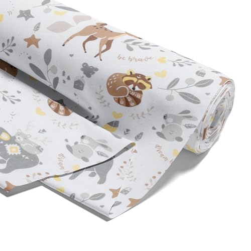 Stoff Meterware Baumwollstoff 5 M x 160 cm - Stoffe zum Nähen aus reine Baumwolle Fabric Futterstoff Dekostoff für Patchwork Canvas und Sewing Nähstoff Hirsch von Amazinggirl