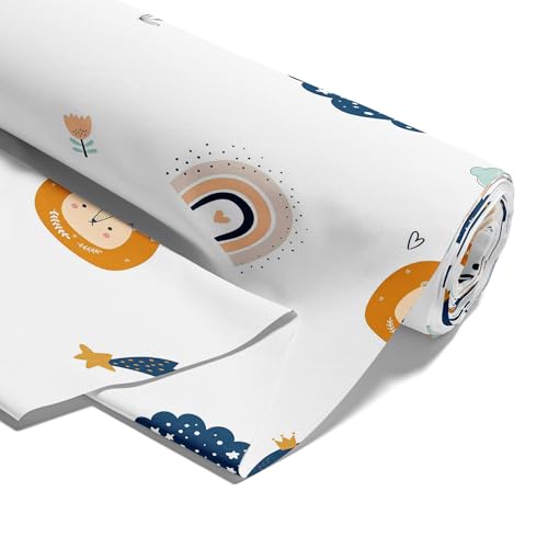Stoff Meterware Baumwollstoff 5 M x 160 cm - Stoffe zum Nähen aus reine Baumwolle Fabric Futterstoff Dekostoff für Patchwork Canvas und Sewing Nähstoff Regenbogen von Amazinggirl