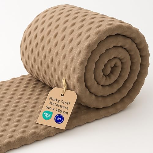 Stoff Meterware Minky Stoffe zum Nähen 5 M - Plüschstoff Nähstoff Polyester Plüsch Fabric Kinderstoffe Dekostoff Nähstoffe ideal für Textilien Sewing Material mit Oeko Tex Beige Stoff Meterware Minky Stoffe zum Nähen 5 M - Plüschstoff Nähstoff Polyester Plüsch Fabric Kinderstoffe Dekostoff Nähstoffe ideal für Textilien Sewing Material mit Oeko Tex Beige von Amazinggirl