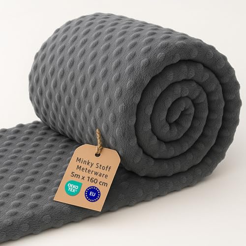 Stoff Meterware Minky Stoffe zum Nähen 5 M - Plüschstoff Nähstoff Polyester Plüsch Fabric Kinderstoffe Dekostoff Nähstoffe ideal für Textilien Sewing Material mit Oeko Tex Dunkelgrau Stoff Meterware Minky Stoffe zum Nähen 5 M - Plüschstoff Nähstoff Polyester Plüsch Fabric Kinderstoffe Dekostoff Nähstoffe ideal für Textilien Sewing Material mit Oeko Tex Dunkelgrau von Amazinggirl